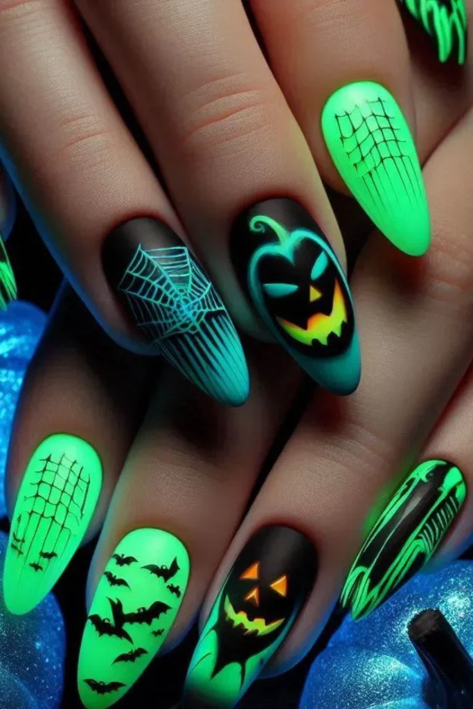 unghie da halloween Glow in the Dark