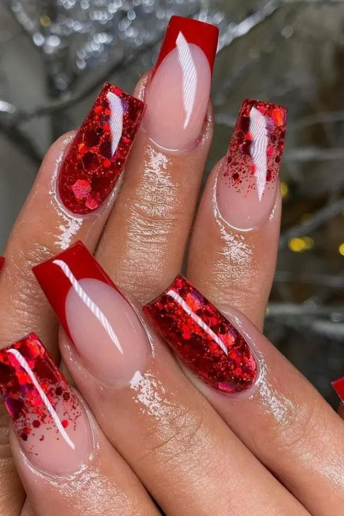 Unghie gel natale 2024 Glitter