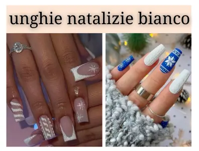 unghie natalizie bianco eleganti